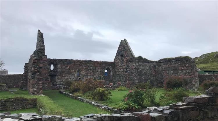 Ruined building on the small island of Iona Scotland