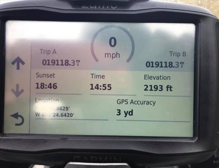 Andy's GPS showing an elevation of 2193 feet