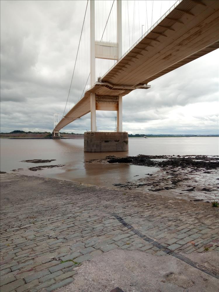 The slipway for search and rescue with the old crossing towering above