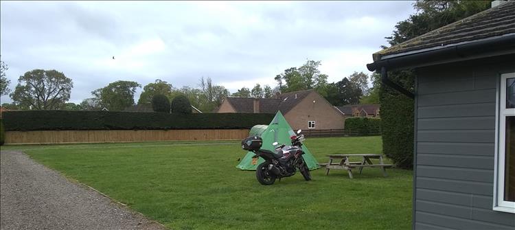 The bike and the teepee tent at Kings Lynn Caravan and Camping Park