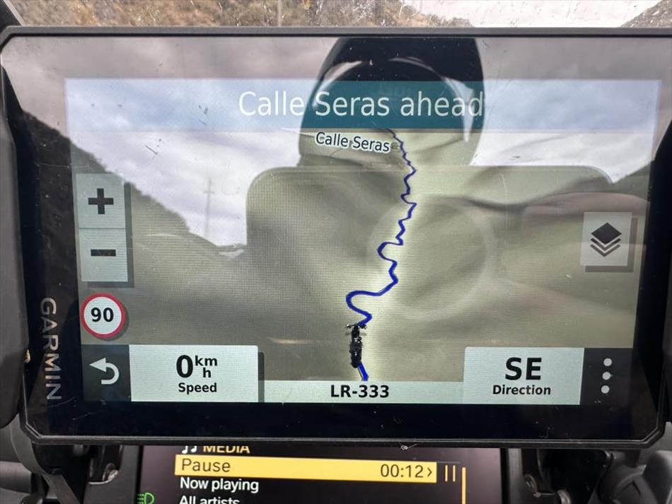 Andy's sat nav shows a very squiggly blue line indicating the road ahead will be fun