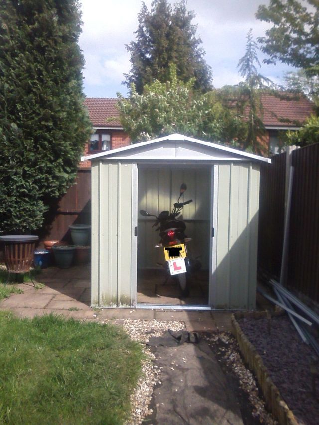 Sharon's keeway parked in the shed