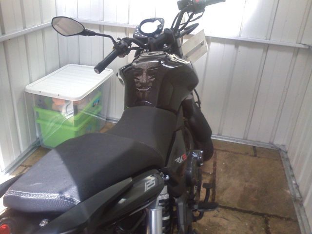another angle of the Keeway in the bright shed