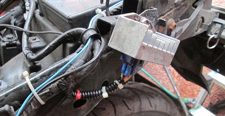 The rectifier is not at an angle and the new spade connectors are in place