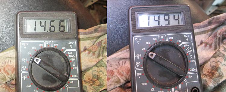 2 images of a multimer, one show 14.66v the other 14.94v