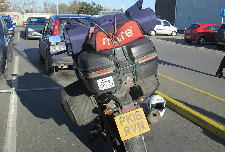 Ren's bike with all the camping gear and luggage he takes with him on his travels