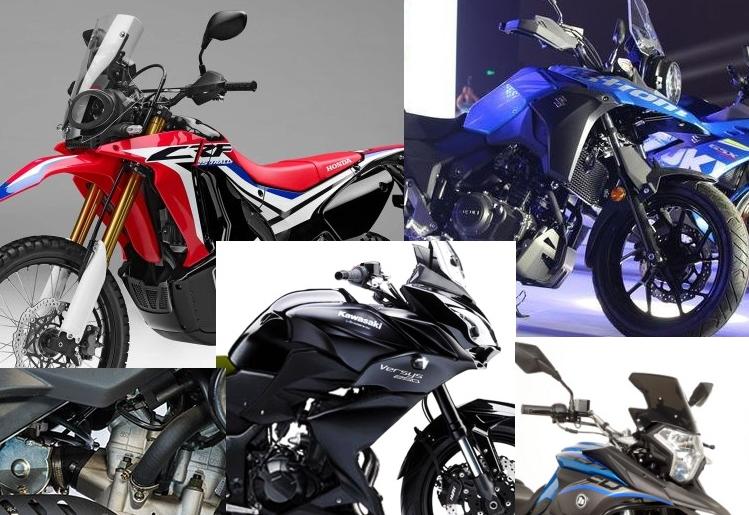 A montage of the CRF250 Rally, Strom 250 Versys 250 and Honley 250