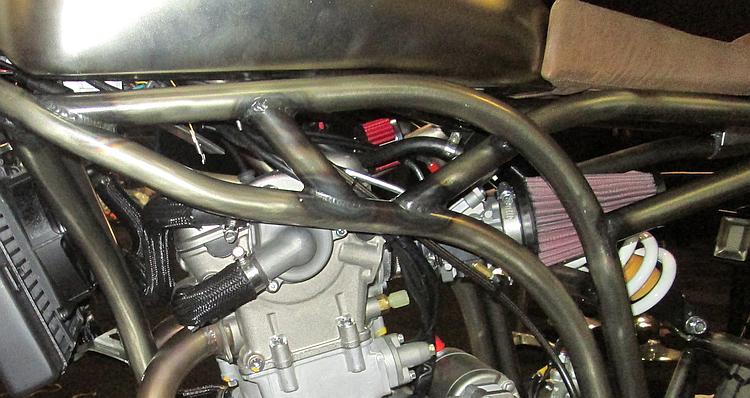 The frame has discolouration from the welding, almost as a feature.