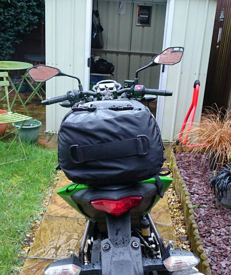 The Drypack seen from the rear of the bike